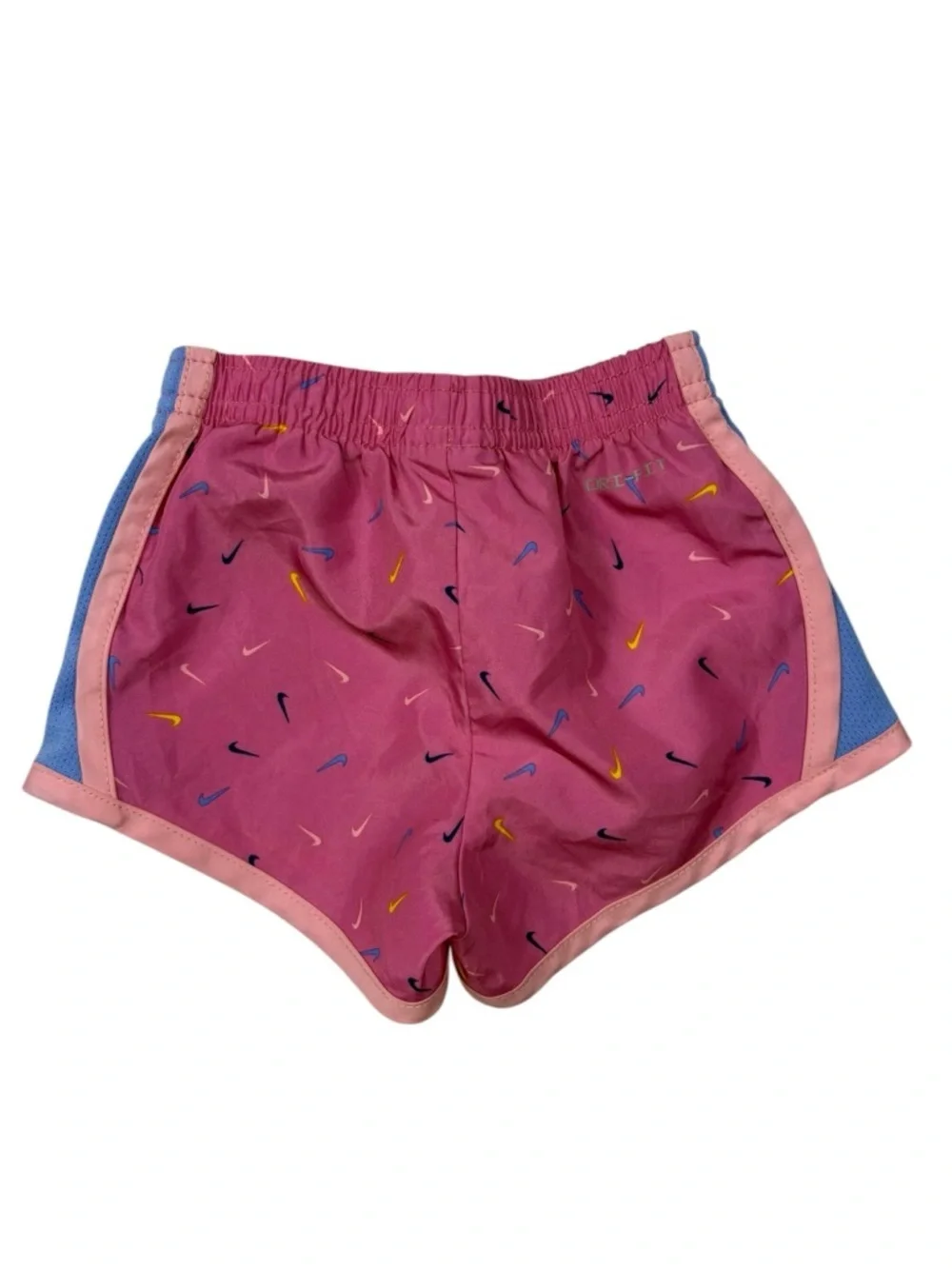 Nike Just Do It White Dri-Fit Tee with Pink & Blue Graphic Multi-Swoosh Shorts - Picture 8 of 12